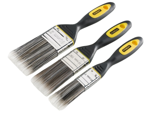 STANLEY DYNAGRIP Synthetic Paint Brush Pack Set of 3 25 38 & 50mm