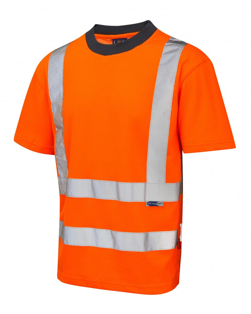Leo Workwear Newport comfort T-shirt in hi-vis orange.