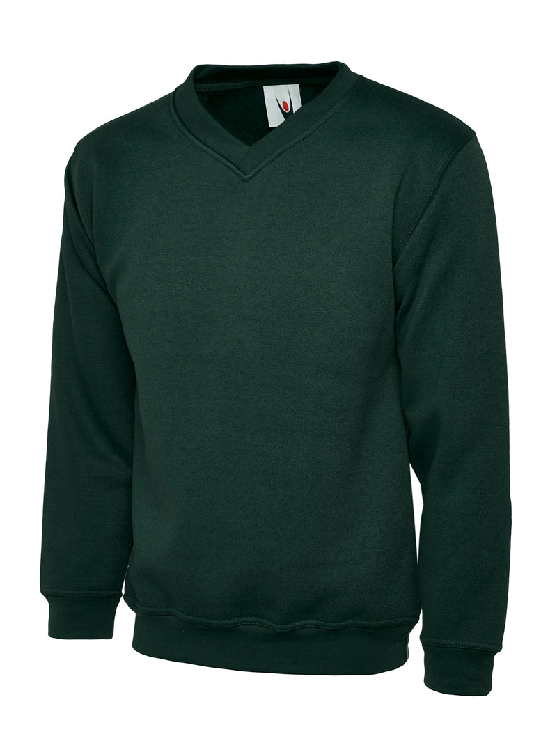 Uneek Childrens V Neck Sweatshirt UC206 - Bottle Green