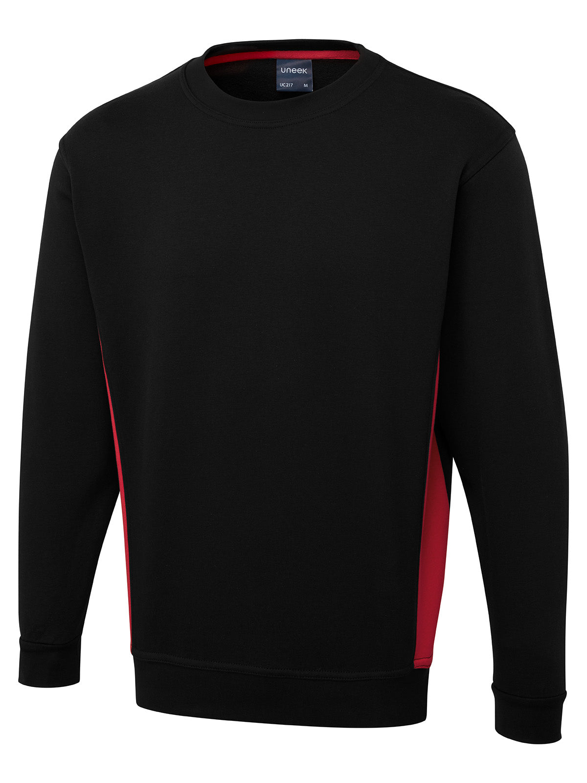Uneek Two Tone Crew New Sweatshirt UC217 - Black/Red