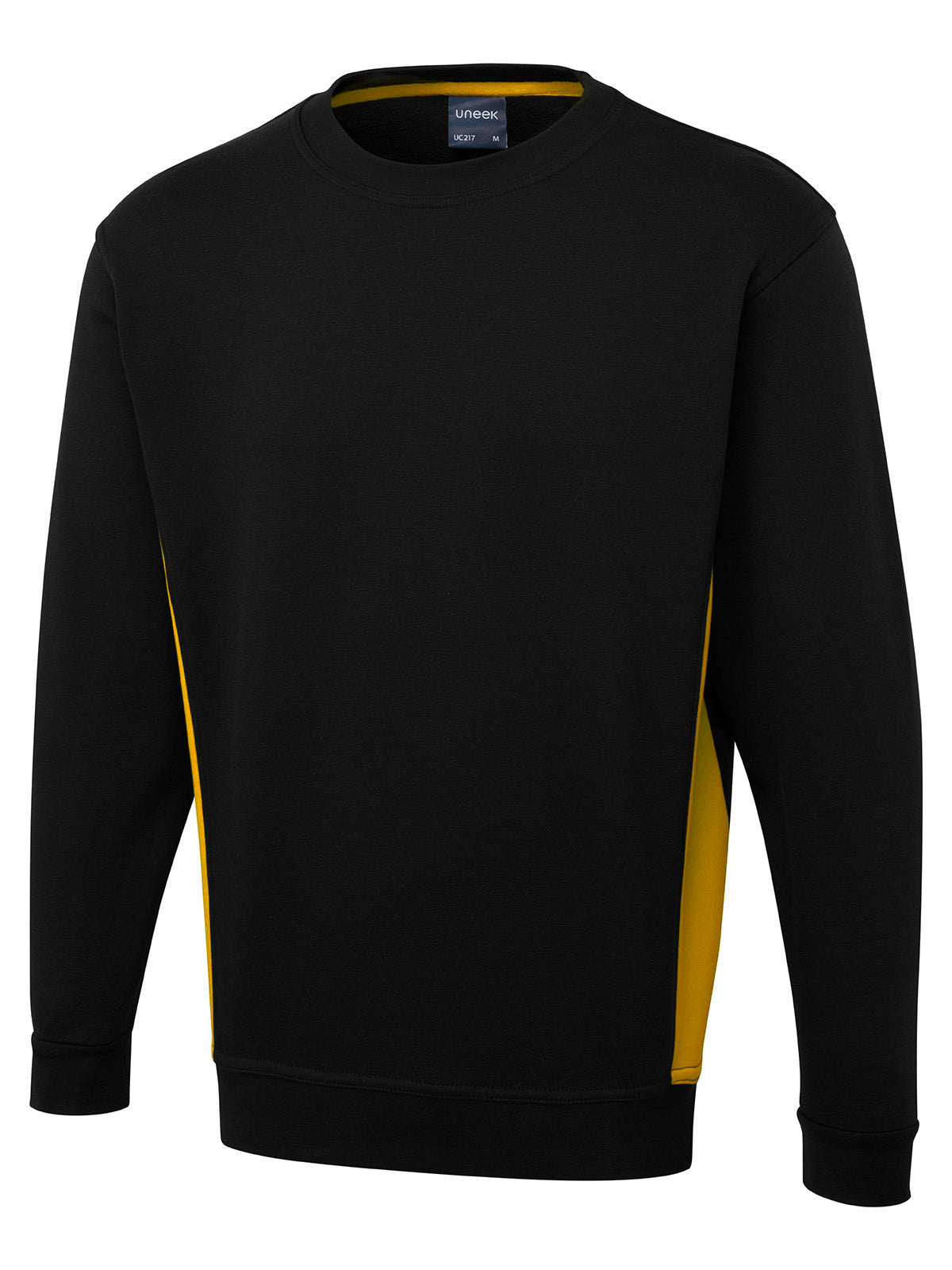 Uneek Two Tone Crew New Sweatshirt UC217 - Black/Yellow