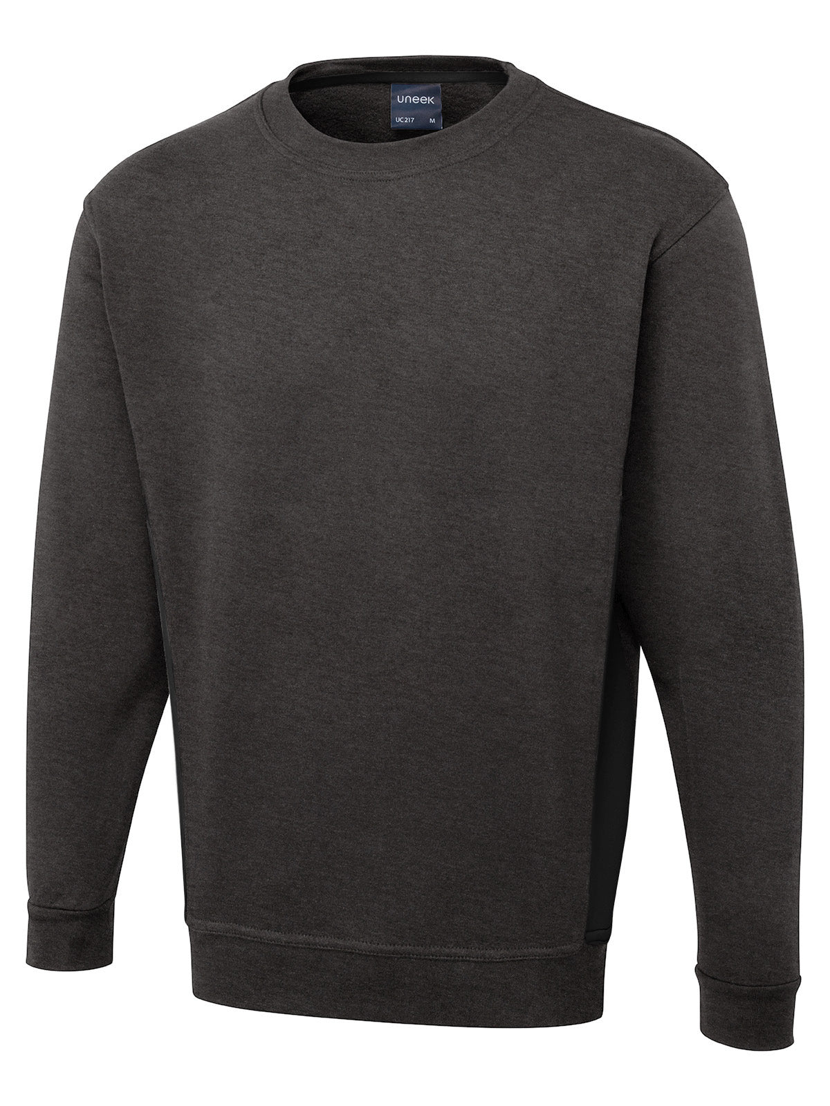 Uneek Two Tone Crew New Sweatshirt UC217 - Charcoal/Black