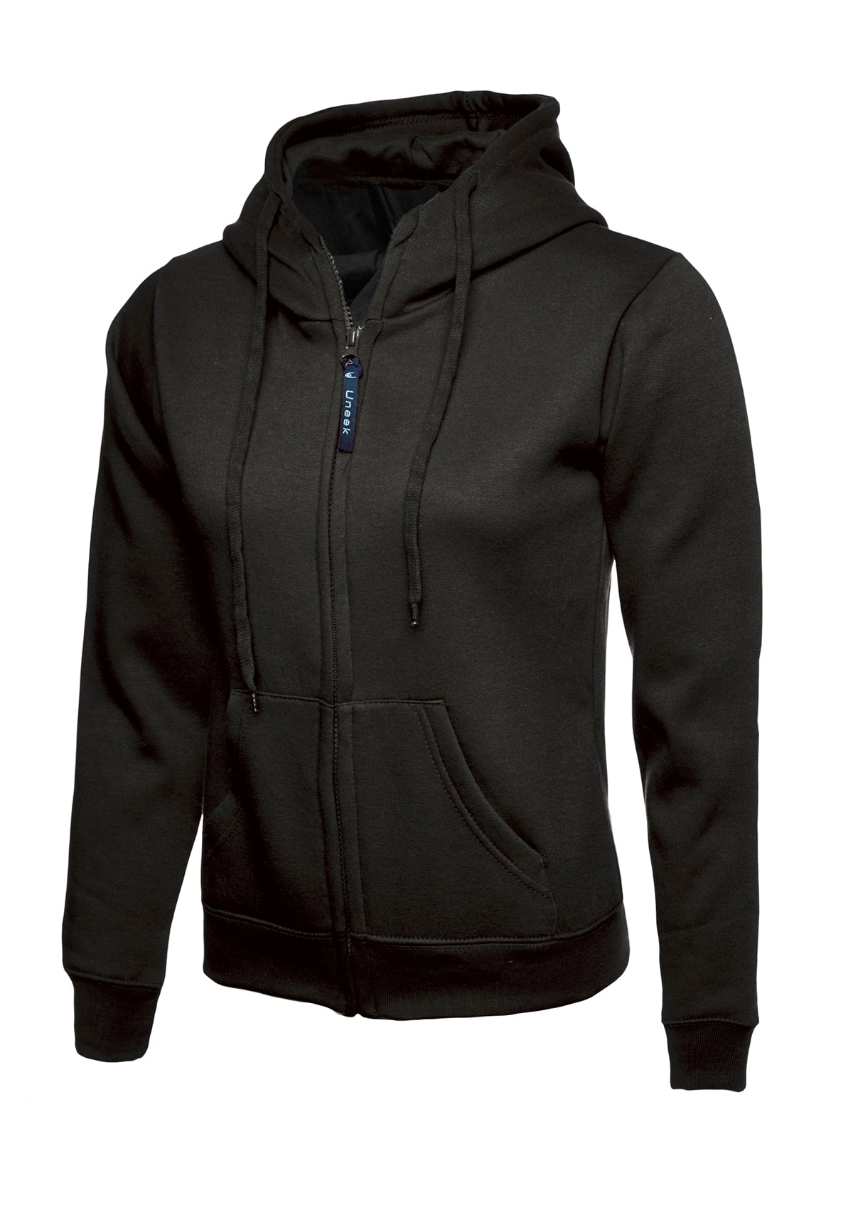 Uneek Ladies Classic Full Zip Hooded Sweatshirt UC505 - Black