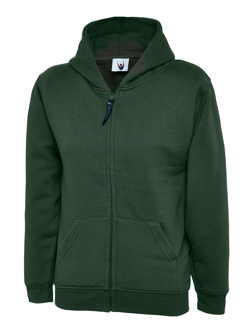 Uneek Childrens Classic Full Zip Hooded Sweatshirt UC506 - Bottle Green
