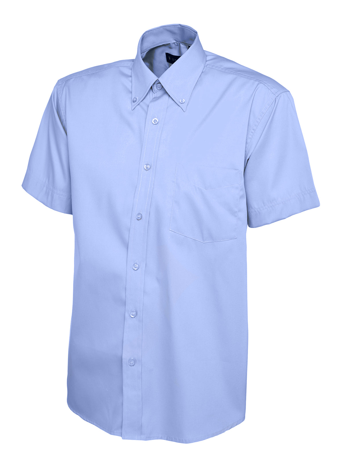 Uneek Mens Pinpoint Oxford Half Sleeve Shirt UC702 - Mid Blue