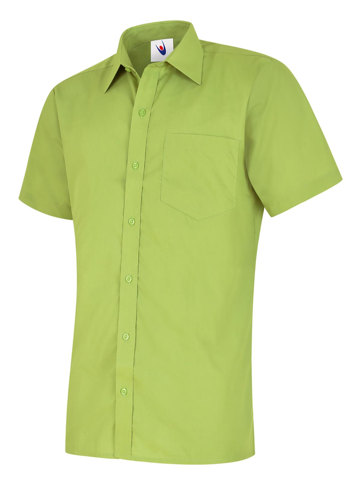 Uneek Mens Poplin Half Sleeve Shirt UC710 - Lime