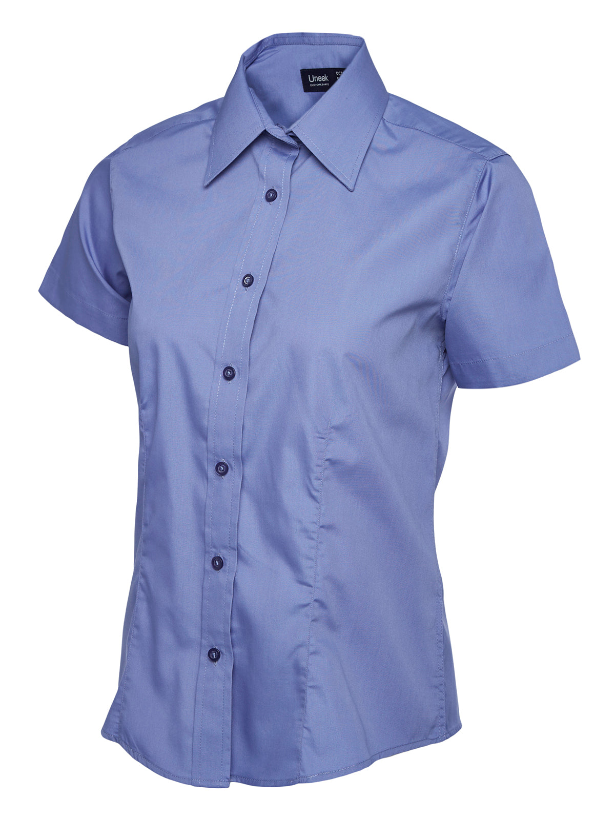 Uneek Ladies Poplin Half Sleeve Shirt UC712 - Mid Blue
