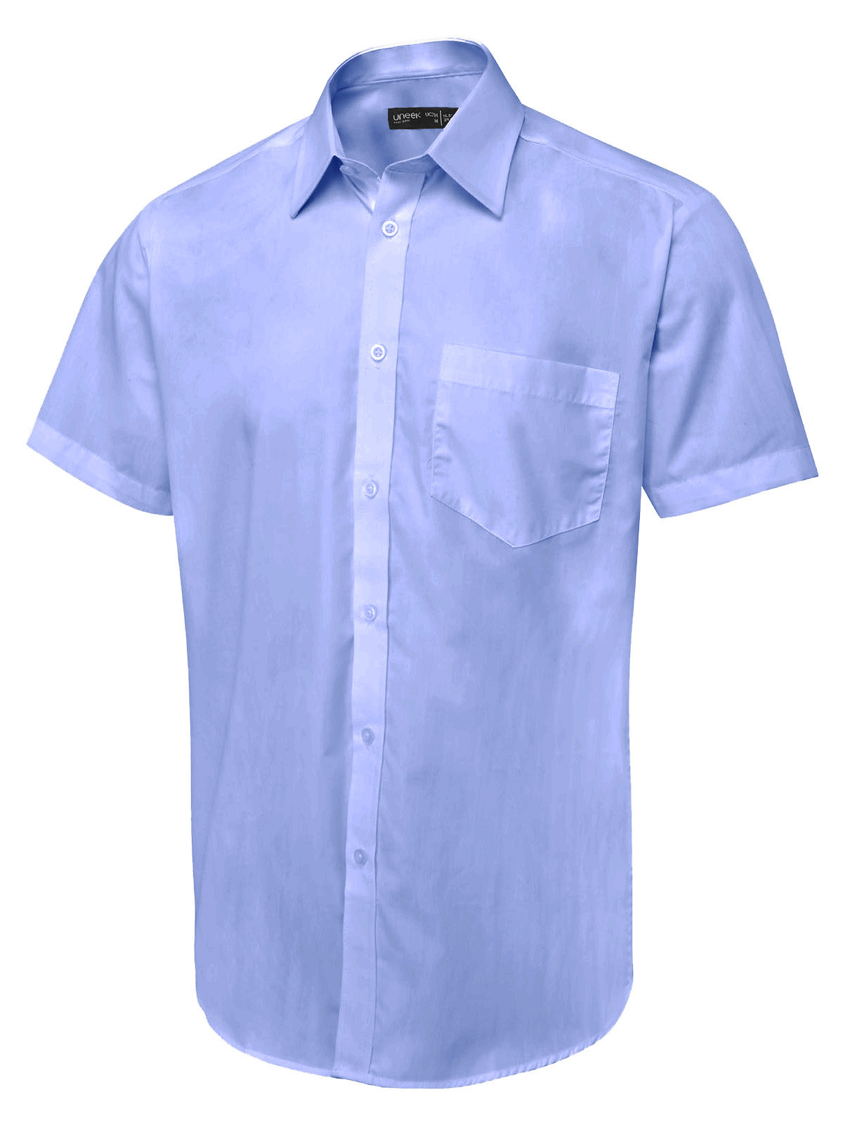 Uneek Men's Short Sleeve Poplin Shirt UC714 - Mid Blue