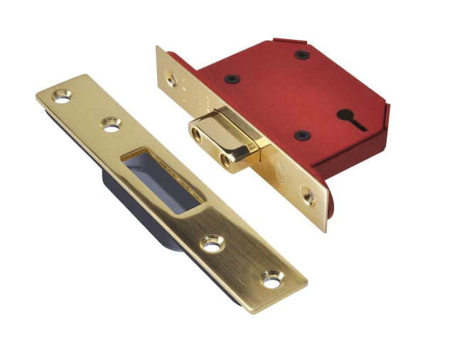 UNION StrongBOLT 2103S 3 Lever Mortice Deadlocks - Polished Brass 68mm 2.5in Visi