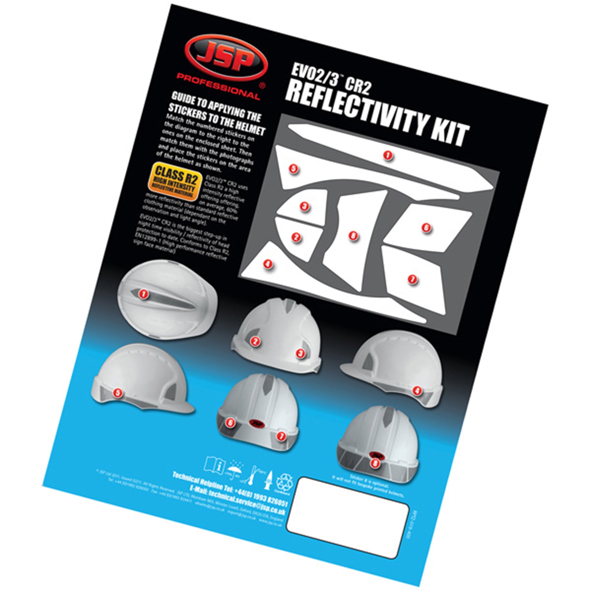 JSP Reflective CR2 Decal Kit for EVO®2/3 - Silver - Pack of 10 Sliver