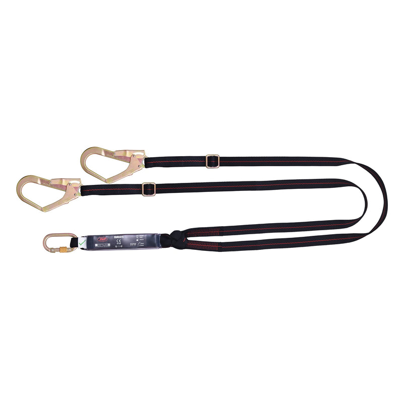 JSP Spartan™ 2m Adjustable Twin Fall Arrest Lanyard - Black