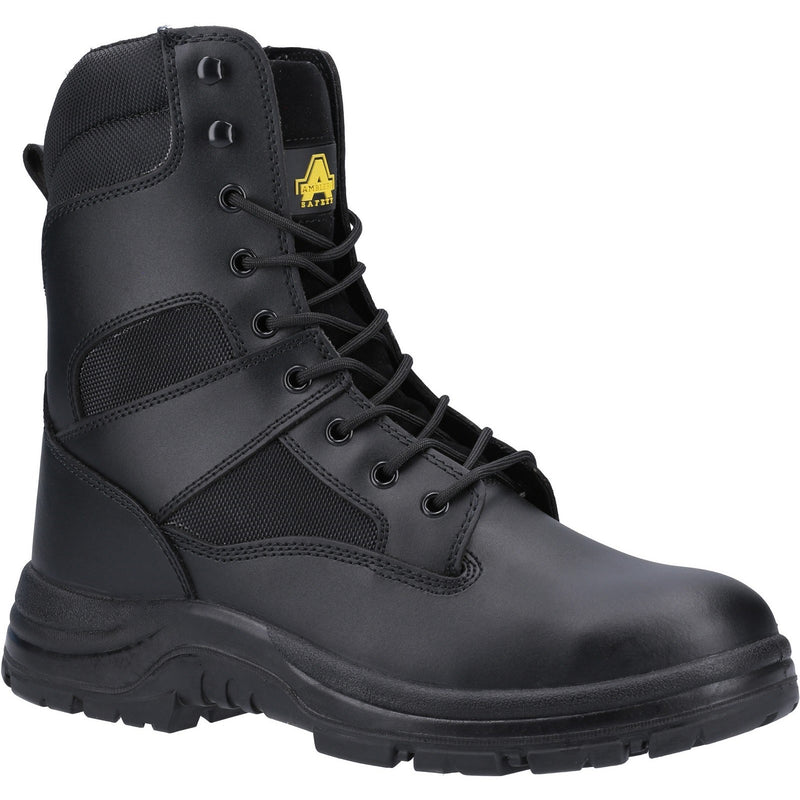 Amblers FS008 hi-leg safety boot in black leather.