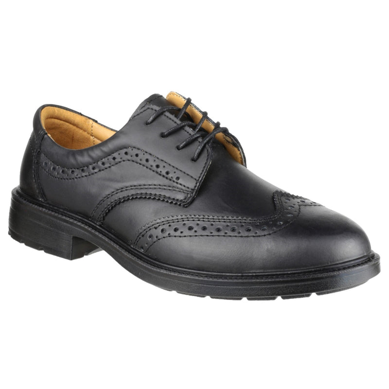 Amblers FS44 safety brogue in black leather, formal style with safety features.