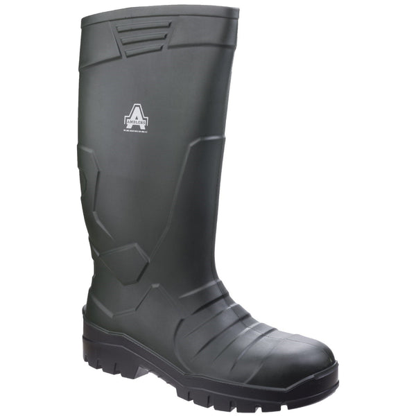 Amblers Teviot heavy duty wellington boots in black with rugged sole and high ankle design