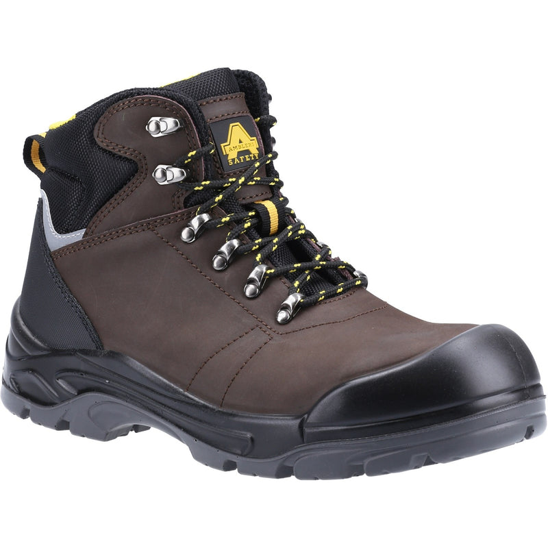 Amblers AS203 Laymore water-resistant leather safety boot in brown.