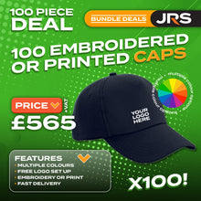 100x Embroidered/Printed Caps Bundle Deal with Free Company/Club Logo