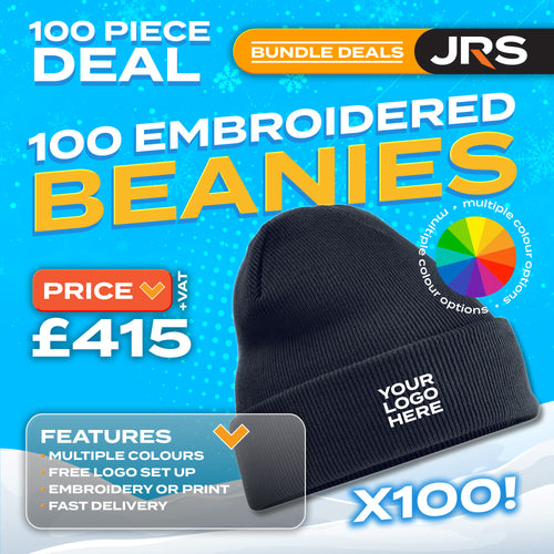 100x Embroidered Beanie Hats Bundle Deal