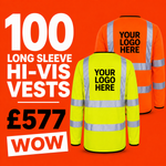 100x Long Sleeve Printed Hi-Vis Vest Bundle - thumbnail 1