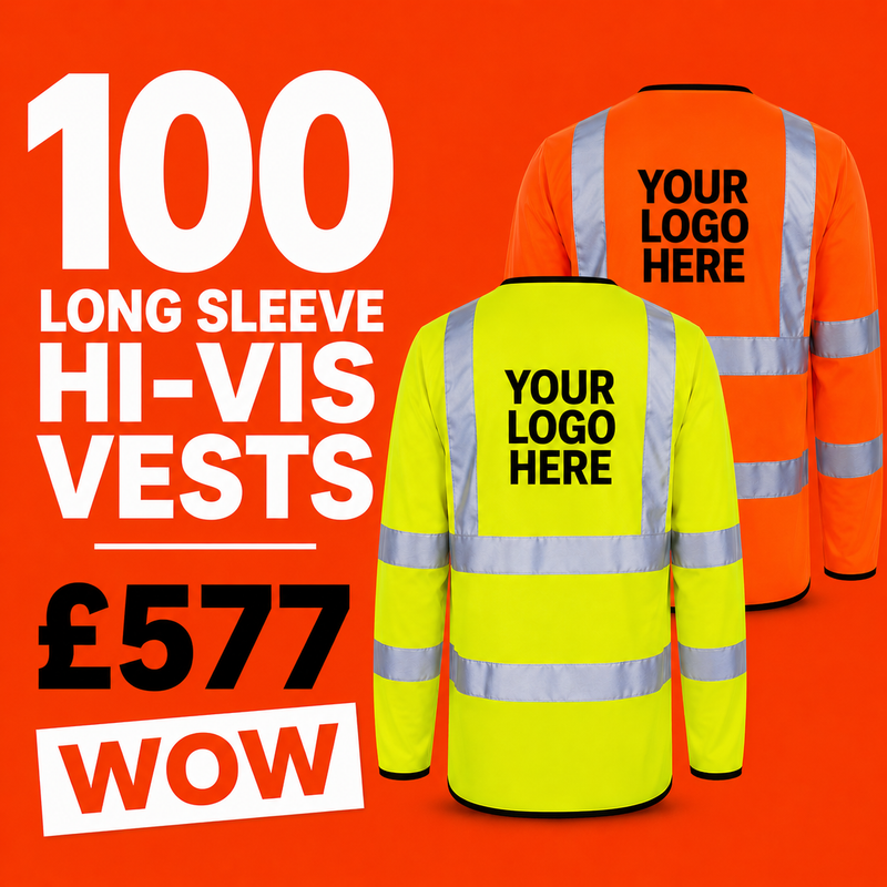 100x Long Sleeve Printed Hi-Vis Vest Bundle
