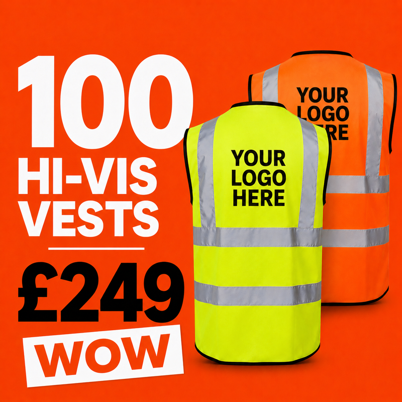 100x Short Sleeve Printed Hi-Vis Vest Bundle