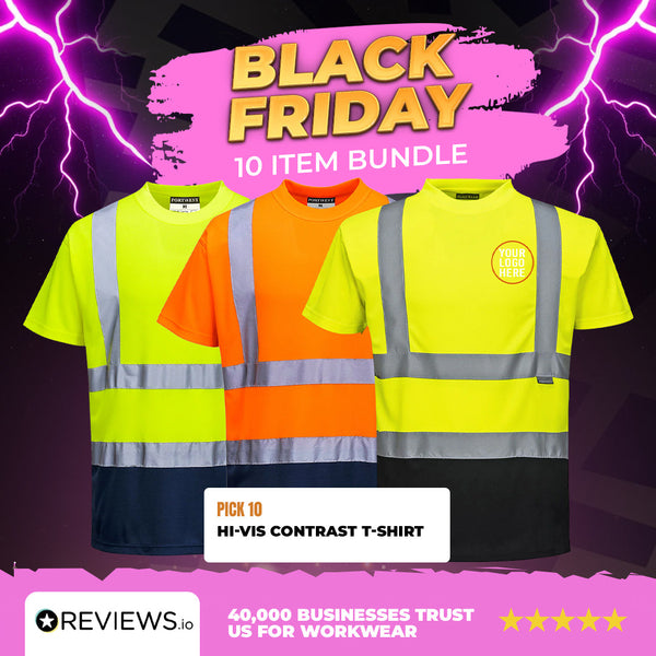 10x Embroidered Workwear Portwest Hi-Vis T-Shirts Bundle