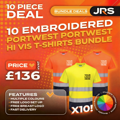 10x Embroidered Workwear Portwest Hi-Vis T-Shirts Bundle