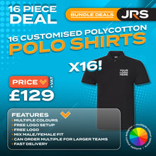 16x Personalised Embroidered Work Polo Shirts with Free Logo