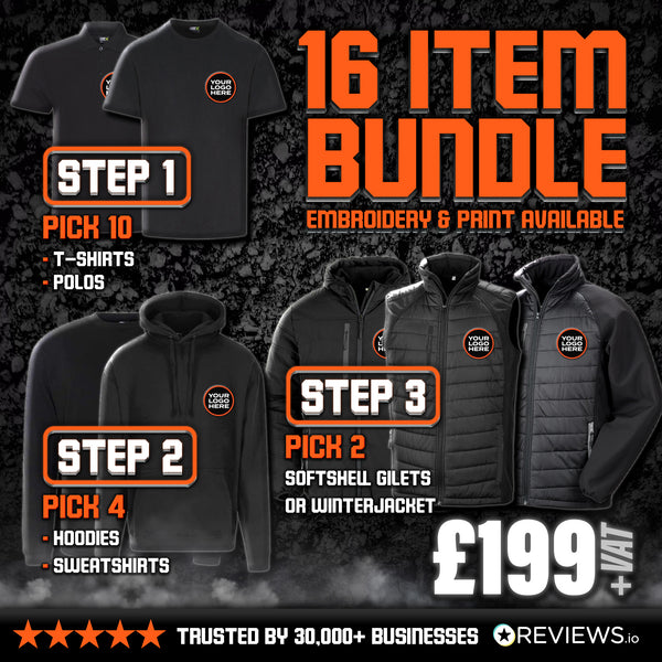 16 Item Embroidered/Printed Workwear Bundle - Perfect For 2 People