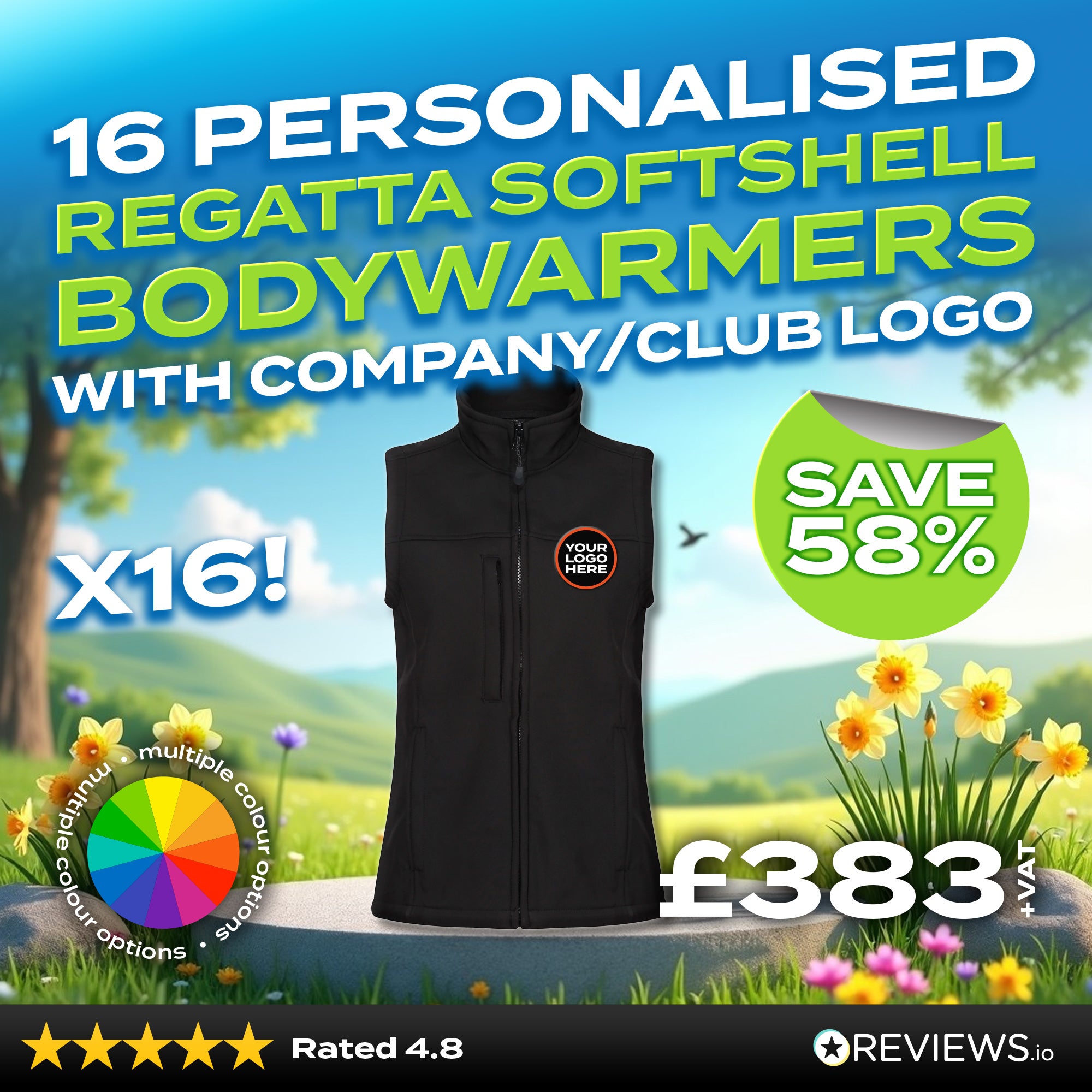 16x Embroidered Regatta Flux Softshell Bodywarmer with Company Logo