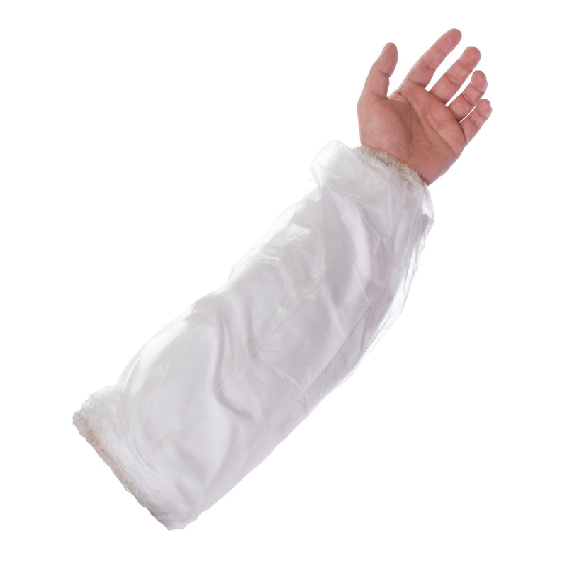 Supertouch PVC oversleeves in white, displayed together for colour-coded hygiene compliance.