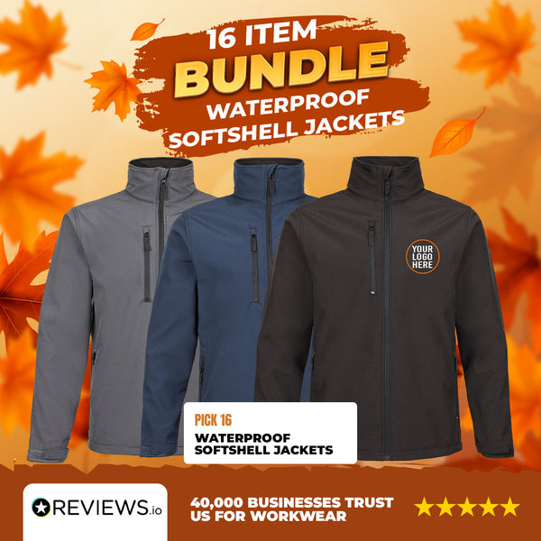 16x Embroidered Waterpoof Softshell Jackets Bundle Deal
