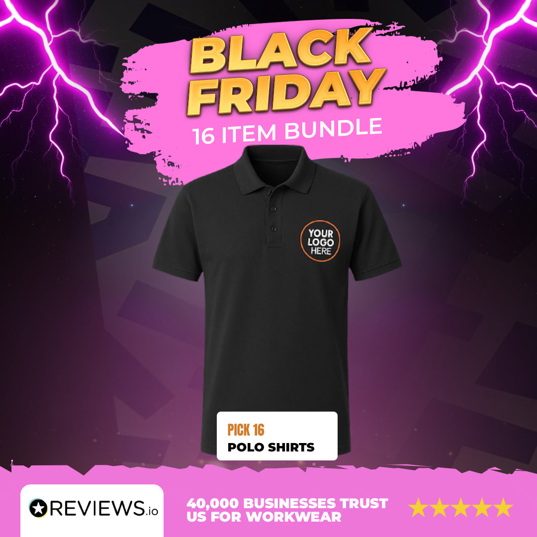 16x Personalised Embroidered Work Polo Shirts with Free Logo