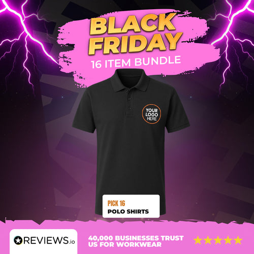 16x Personalised Embroidered Work Polo Shirts with Free Logo