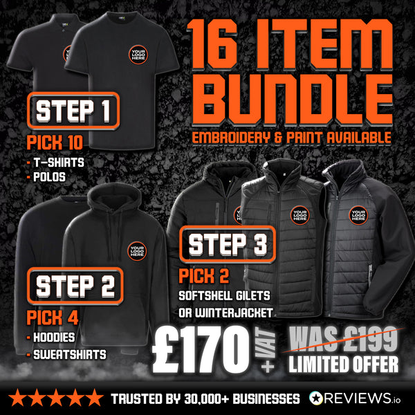 16 Item Embroidered/Printed Workwear Bundle - Perfect For 2 People