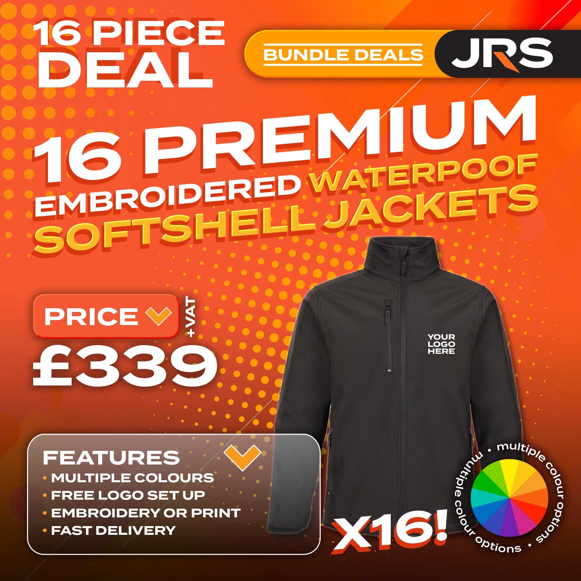 16x Embroidered Waterpoof Softshell Jackets Bundle Deal