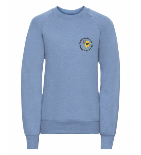 A royal blue Armadale ELC sweatshirt for kids, with the ELC logo embroidered on the chest.