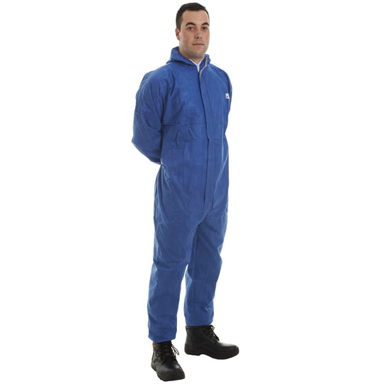 Supertouch Supertexa-R SMS Type 5/6 blue coverall, particle and splash protection for work safety.