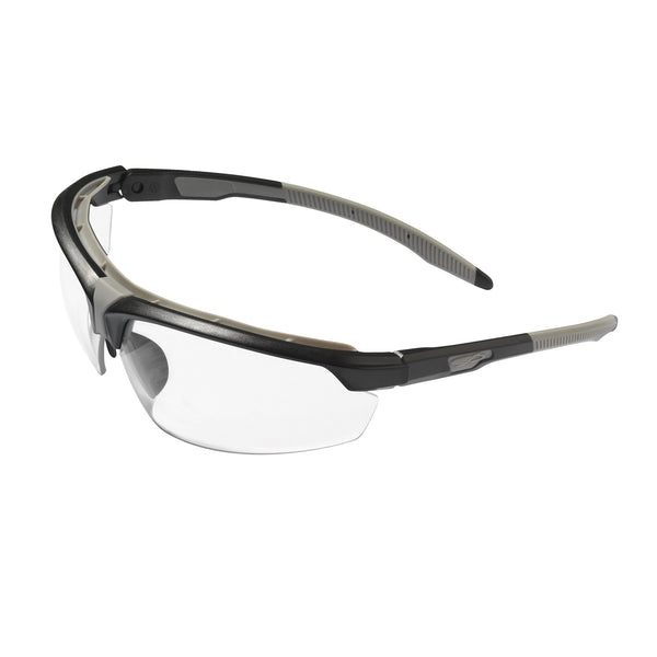 JSP Lyss Premium Safety Specs - Clear K&N Anti-scratch/Anti-mist Lenses - Grey Frames