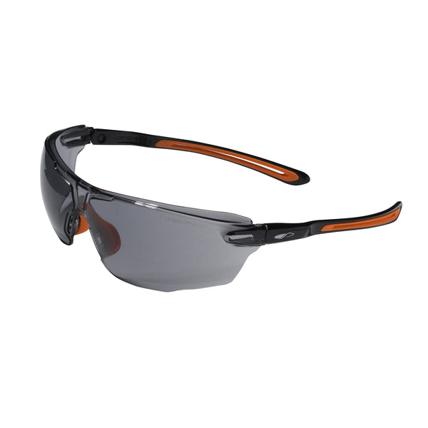 JSP Onex Premium Safety Specs - Smoke K&N Anti-scratch/Anti-mist Lenses - Black/Orange Frames