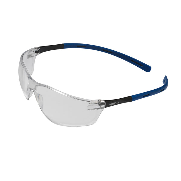 JSP Rigi Lightweight Safety Specs - Clear UV385 Lenses - Black/Blue Frames