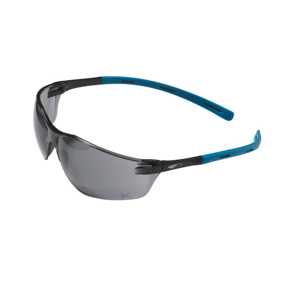JSP Rigi Lightweight Safety Specs - Smoke UV385 Lenses - Black/Blue Frames