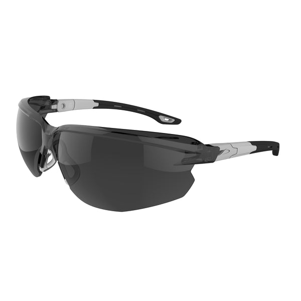 JSP Seez Premium Safety Specs - Smoke K&N Anti-scratch/Anti-mist Lenses - Black/Grey Frames