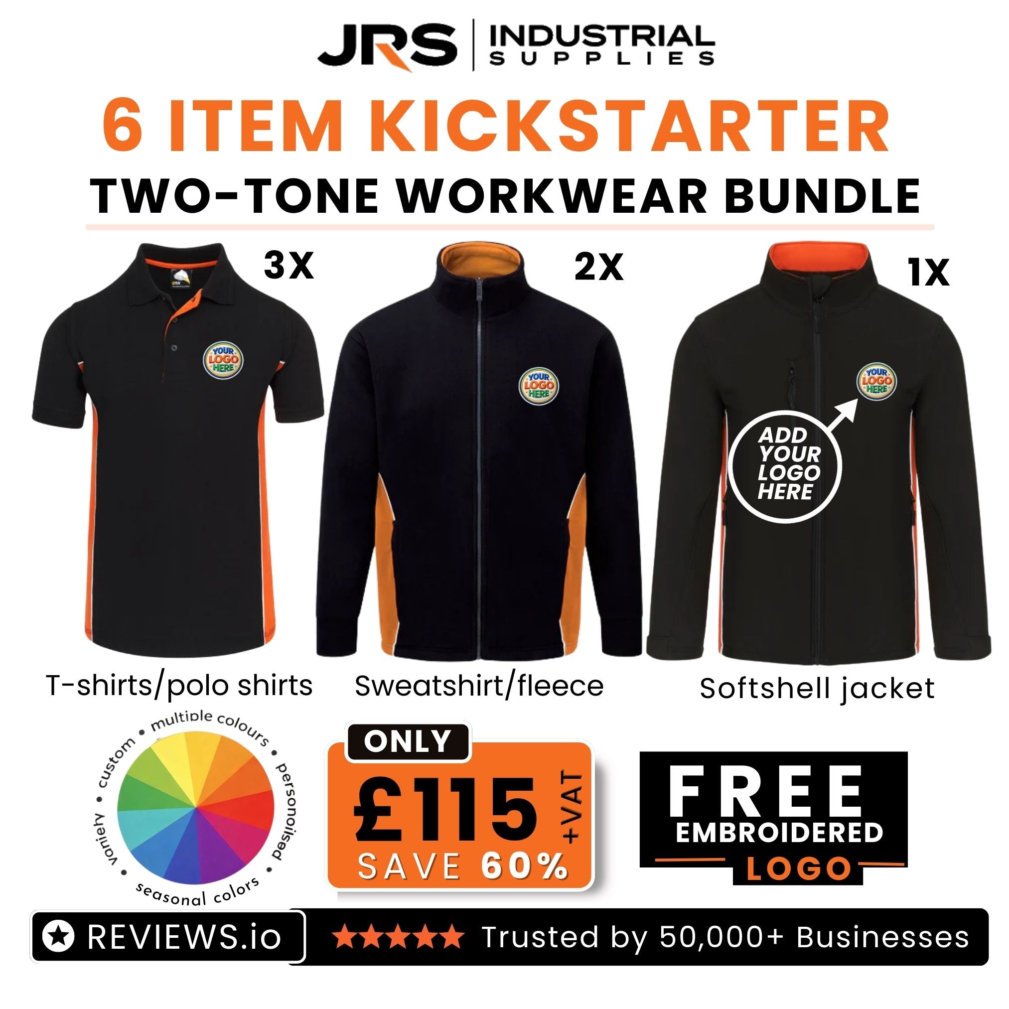 6 Item Kickstarter Two Tone Workwear Bundle with Free Logo