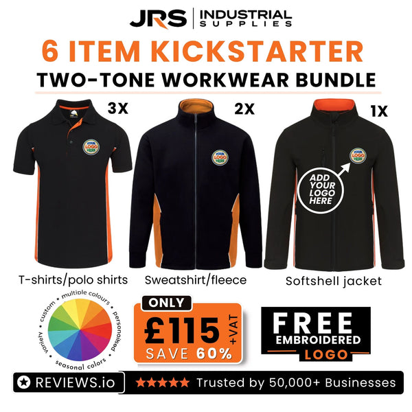 6 Item Kickstarter Two Tone Workwear Bundle with Free Logo