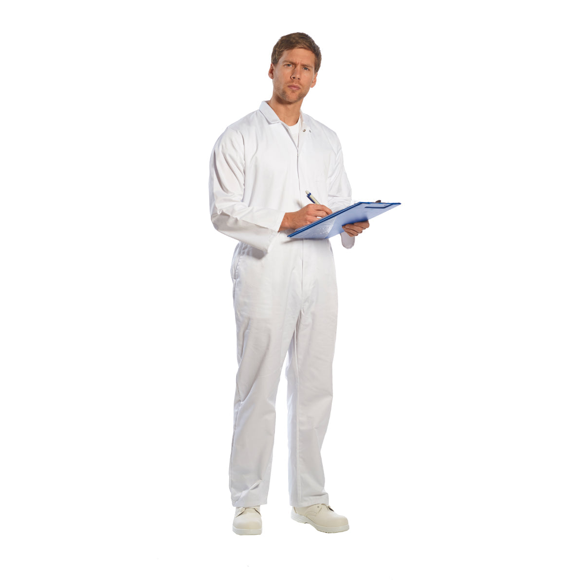 Portwest long‑sleeve shirt in white profile side view