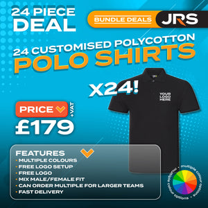 24x Personalised Embroidered/Printed Work Polo Shirts with Free Logo