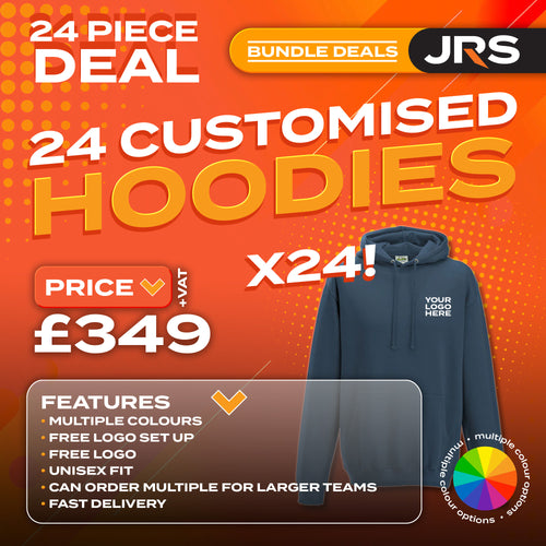 24x Personalised Embroidered/Printed Hoodies with Free Logo
