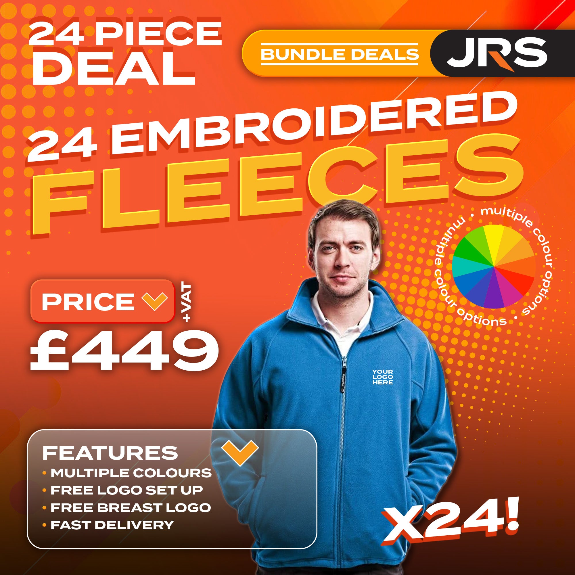 24x Embroidered Regatta Fleece Jackets Bundle Deal - Free Company Logo