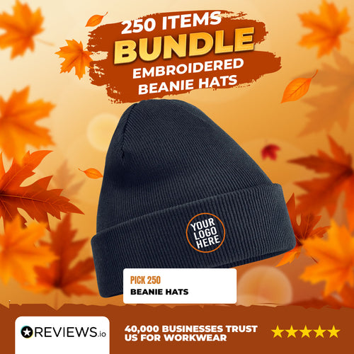 250x Embroidered Beanie Hats Bundle Deal