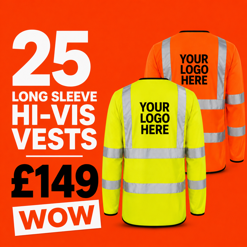 25x Long Sleeve Printed Hi-Vis Vest Bundle